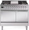 ILVE 40-Inch Nostalgie II Noblesse Dual Fuel Range with Solid Door Oven in Stainless Steel with Chrome Trim (UND40FQNMPSSC)