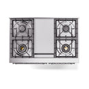 ILVE 40-Inch Nostalgie II Noblesse Natural Gas Dual Fuel Range with Solid Door Oven in Stainless Steel with Chrome Trim (UND40FQNMPSSC)
