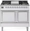 ILVE 40-Inch Nostalgie II Noblesse Natural Gas Dual Fuel Range with Solid Door Oven in White with Chrome Trim (UND40FQNMPWHC)
