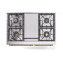ILVE 40-Inch Nostalgie II Noblesse Propane Gas Dual Fuel Range with Solid Door Oven in White with Brass Trim (UND40FQNMPWHGLP)