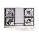 ILVE 40-Inch Nostalgie II Noblesse Natural Gas Dual Fuel Range with Solid Door Oven in White with Brass Trim (UND40FQNMPWHG)