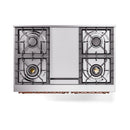 ILVE 40-Inch Nostalgie II Noblesse Natural Gas Dual Fuel Range with Solid Door Oven in White with Copper Trim (UND40FQNMPWHP)