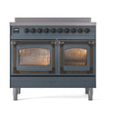 ILVE 40-Inch Nostalgie II Noblesse Induction Range with Triple Glass Door in Blue Grey with Bronze Trim (UNDI406NMPBGB)