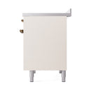 ILVE 40-Inch Nostalgie II Noblesse Induction Range with Solid Door Oven in Antique White with Bronze Trim (UNDI406QNMPAWB)