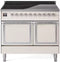 ILVE 40-Inch Nostalgie II Noblesse Induction Range with Solid Door Oven in Antique White with Chrome Trim (UNDI406QNMPAWC)