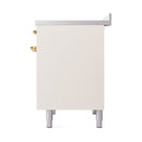 ILVE 40-Inch Nostalgie II Noblesse Induction Range with Solid Door Oven in Antique White with Brass Trim (UNDI406QNMPAWG)