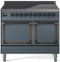 ILVE 40-Inch Nostalgie II Noblesse Induction Range with Solid Door Oven in Blue Grey with Bronze Trim (UNDI406QNMPBGB)