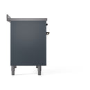 ILVE 40-Inch Nostalgie II Noblesse Induction Range with Solid Door Oven in Blue Grey with Bronze Trim (UNDI406QNMPBGB)