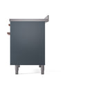 ILVE 40-Inch Nostalgie II Noblesse Induction Range with Solid Door Oven in Blue Grey with Copper Trim (UNDI406QNMPBGP)