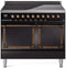 ILVE 40-Inch Nostalgie II Noblesse Induction Range with Solid Door Oven in Glossy Black with Bronze Trim (UNDI406QNMPBKB)