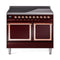 ILVE 40-Inch Nostalgie II Noblesse Induction Range with Solid Door Oven in Burgundy with Copper Trim  (UNDI406QNMPBUP)