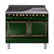 ILVE 40-Inch Nostalgie II Noblesse Induction Range with Solid Door Oven in Emerald Green with Bronze Trim (UNDI406QNMPEGB)