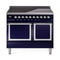 ILVE 40-Inch Nostalgie II Noblesse Induction Range with Solid Door Oven in Midnight Blue with Chrome Trim (UNDI406QNMPMBC)