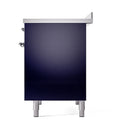 ILVE 40-Inch Nostalgie II Noblesse Induction Range with Solid Door Oven in Midnight Blue with Chrome Trim (UNDI406QNMPMBC)