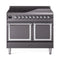 ILVE 40-Inch Nostalgie II Noblesse Induction Range with Solid Door Oven in Matte Graphite with Chrome Trim (UNDI406QNMPMGC)