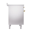 ILVE 40-Inch Nostalgie II Noblesse Induction Range with Solid Door Oven in Stainless Steel with Brass Trim (UNDI406QNMPSSG)