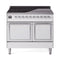 ILVE 40-Inch Nostalgie II Noblesse Induction Range with Solid Door Oven in White with Chrome Trim (UNDI406QNMPWHC)