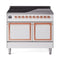 ILVE 40-Inch Nostalgie II Noblesse Induction Range with Solid Door Oven in White with Copper Trim (UNDI406QNMPWHP)