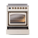 ILVE Nostalgie II Noblesse 30-Inch Induction Range with Triple Glass Door in Antique White with Bronze Trim (UNI304NMPAWB)