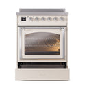 ILVE Nostalgie II Noblesse 30-Inch Induction Range with Triple Glass Door in Antique White with Chrome Trim (UNI304NMPAWC)