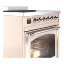 ILVE Nostalgie II Noblesse 30-Inch Induction Range with Triple Glass Door in Antique White with Chrome Trim (UNI304NMPAWC)