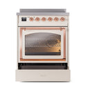 ILVE Nostalgie II Noblesse 30-Inch Induction Range with Triple Glass Door in Antique White with Copper Trim (UNI304NMPAWP)