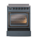 ILVE Nostalgie II Noblesse 30-Inch Induction Range with Triple Glass Door in Blue Grey with Bronze Trim (UNI304NMPBGB)