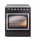 ILVE Nostalgie II Noblesse 30-Inch Induction Range with Triple Glass Door in Glossy Black with Chome Trim (UNI304NMPBKC)