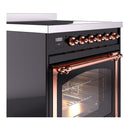 ILVE Nostalgie II Noblesse 30-Inch Induction Range with Triple Glass Door in Glossy Black with Copper Trim (UNI304NMPBKP)