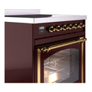 ILVE Nostalgie II Noblesse 30-Inch Induction Range with Triple Glass Door in Burgundy with Brass Trim (UNI304NMPBUG)