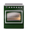 ILVE Nostalgie II Noblesse 30-Inch Induction Range with Triple Glass Door in Emerald Green with Chrome Trim (UNI304NMPEGC)