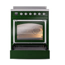ILVE Nostalgie II Noblesse 30-Inch Induction Range with Triple Glass Door in Emerald Green with Chrome Trim (UNI304NMPEGC)