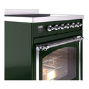 ILVE Nostalgie II Noblesse 30-Inch Induction Range with Triple Glass Door in Emerald Green with Chrome Trim (UNI304NMPEGC)