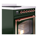 ILVE Nostalgie II Noblesse 30-Inch Induction Range with Triple Glass Door in Emerald Green with Copper Trim (UNI304NMPEGP)