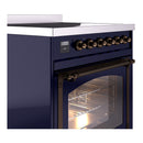 ILVE Nostalgie II Noblesse 30-Inch Induction Range with Triple Glass Door in Midnight Blue with Bronze Trim (UNI304NMPMBB)