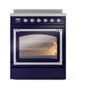 ILVE Nostalgie II Noblesse 30-Inch Induction Range with Triple Glass Door in Midnight Blue with Chrome Trim (UNI304NMPMBC)