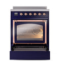 ILVE Nostalgie II Noblesse 30-Inch Induction Range with Triple Glass Door in Midnight Blue with Copper Trim (UNI304NMPMBP)
