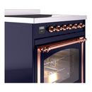 ILVE Nostalgie II Noblesse 30-Inch Induction Range with Triple Glass Door in Midnight Blue with Copper Trim (UNI304NMPMBP)