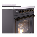 ILVE Nostalgie II Noblesse 30-Inch Induction Range with Triple Glass Door in Matte Graphite with Bronze Trim (UNI304NMPMGB)