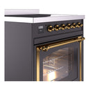 ILVE Nostalgie II Noblesse 30-Inch Induction Range with Triple Glass Door in Matte Graphite with Brass Trim (UNI304NMPMGG)