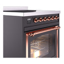 ILVE Nostalgie II Noblesse 30-Inch Induction Range with Triple Glass Door in Matte Graphite with Copper Trim (UNI304NMPMGP)