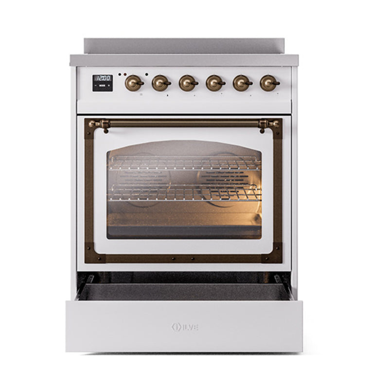 ILVE Nostalgie II Noblesse 30-Inch Induction Range with Triple Glass Door in Custom RAL with Bronze Trim (UNI304NMPRAB)