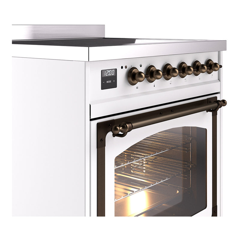 ILVE Nostalgie II Noblesse 30-Inch Induction Range with Triple Glass Door in Custom RAL with Bronze Trim (UNI304NMPRAB)