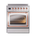 ILVE Nostalgie II Noblesse 30-Inch Induction Range with Triple Glass Door in Stainless Steel with Copper Trim (UNI304NMPSSP)