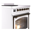ILVE Nostalgie II Noblesse 30-Inch Induction Range with Triple Glass Door in White with Bronze Trim (UNI304NMPWHB)