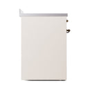 ILVE 30-Inch Nostalgie II Noblesse Induction Range with Solid Door Oven in Antique White with Bronze Trim (UNI304QNMPAWB)