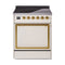 ILVE 30-Inch Nostalgie II Noblesse Induction Range with Solid Door Oven in Antique White with Brass Trim (UNI304QNMPAWG)