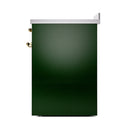 ILVE 30-Inch Nostalgie II Noblesse Induction Range with Solid Door Oven in Emerald Green with Brass Trim (UNI304QNMPEGG)