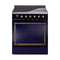 ILVE 30-Inch Nostalgie II Noblesse Induction Range with Solid Door Oven in Midnight Blue with Bronze Trim (UNI304QNMPMBB)