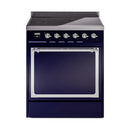 ILVE 30-Inch Nostalgie II Noblesse Induction Range with Solid Door Oven in Midnight Blue with Chrome Trim (UNI304QNMPMBC)